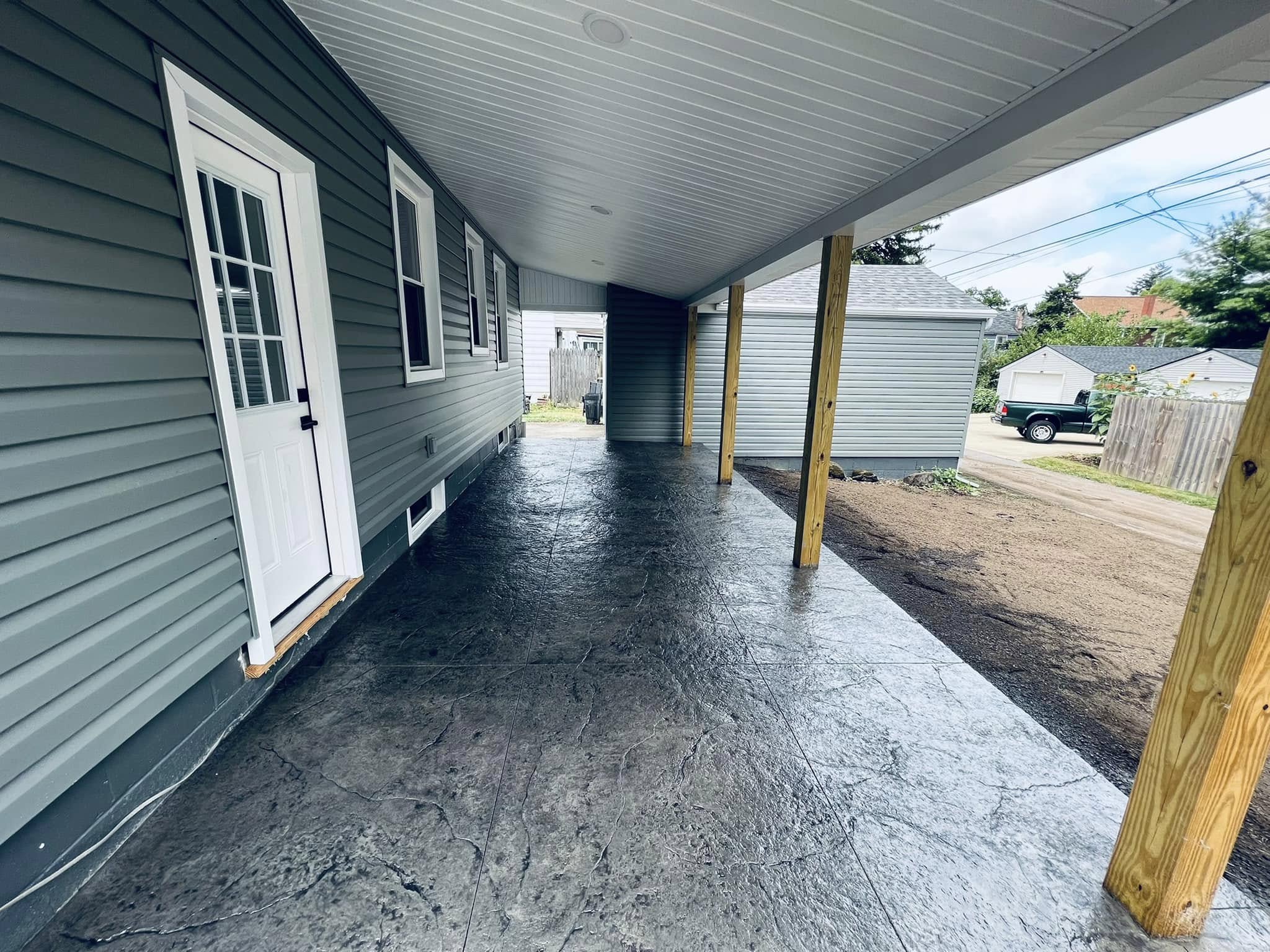 Covered stamped porch